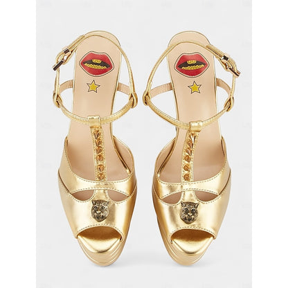 Edgy Silver Heels Metallic and Gold - Women's High Platform