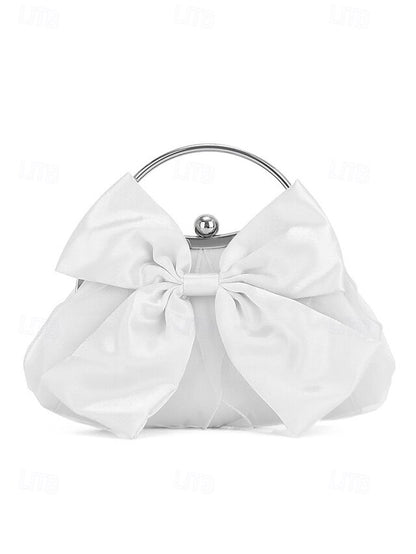 Satin Clutch Elegant Women's – Evening Bag Bow Pearl