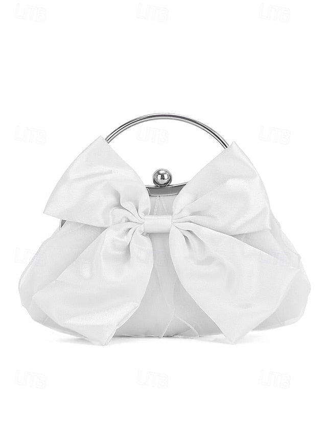 Elegant Bag Women's – Pearl Bow Satin Evening Clutch