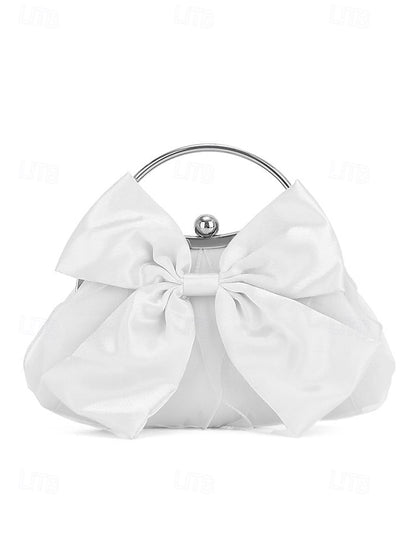 Elegant Bag Women's – Pearl Bow Satin Evening Clutch