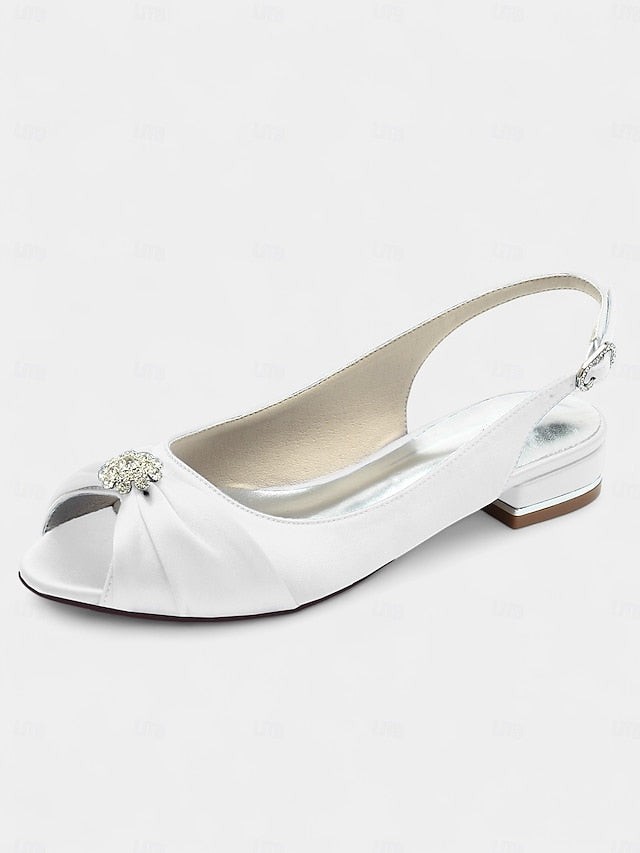 Wedding Crystal Satin with Women's Slingback Heels