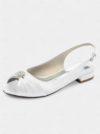 Wedding Crystal Satin with Women's Slingback Heels