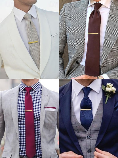 for with Design Elegant Inlay Tie Sleek Men Clip Gold Black –