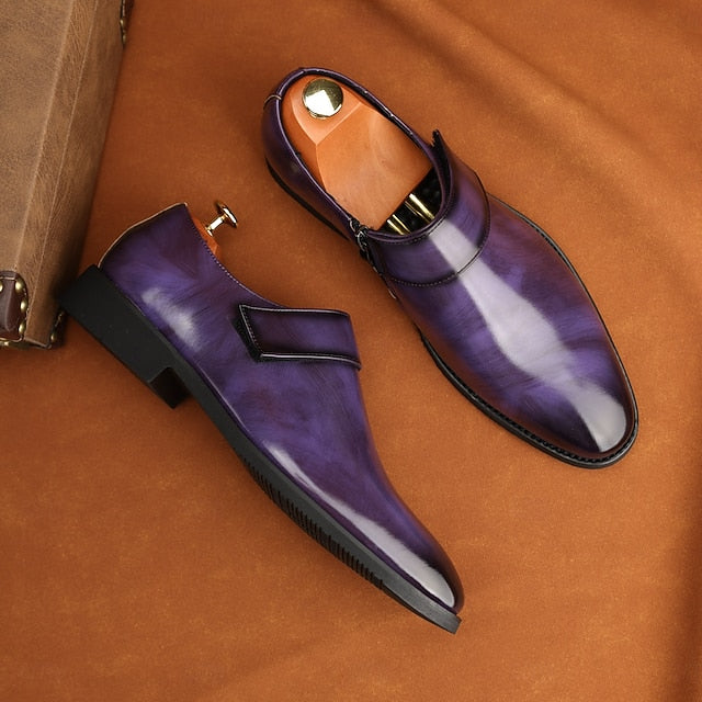 Business Shoes Brown Loafers Slip-On Leather Men's