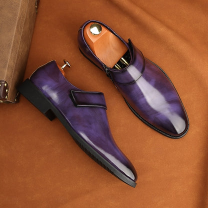 Business Shoes Brown Loafers Slip-On Leather Men's