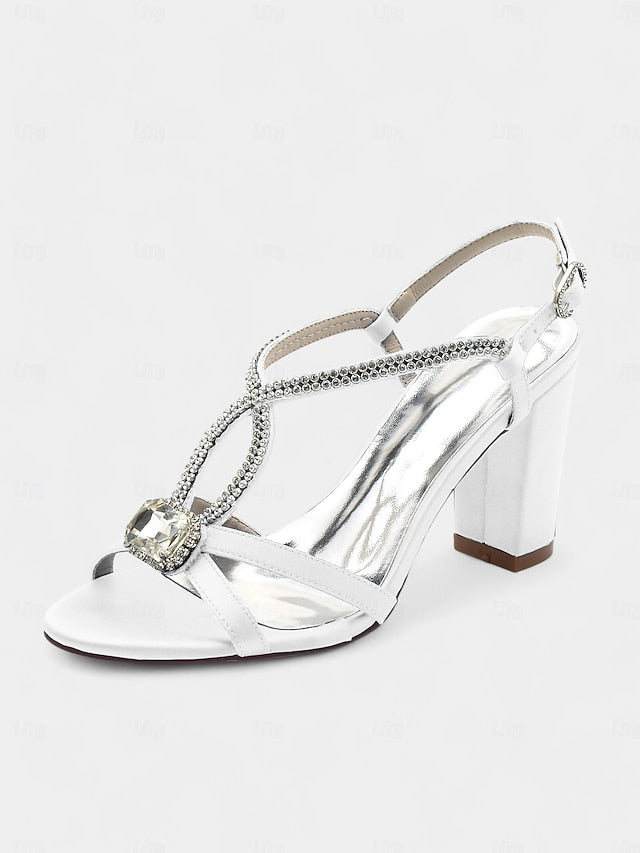 Sandals Satin Blue Royal Women's Elegant Rhinestone –