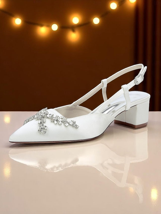 Black Satin Women's Slingback Heels