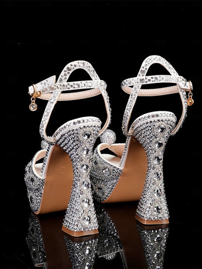 Crystal-Embellished Platform Sandals with Women's Glamorous
