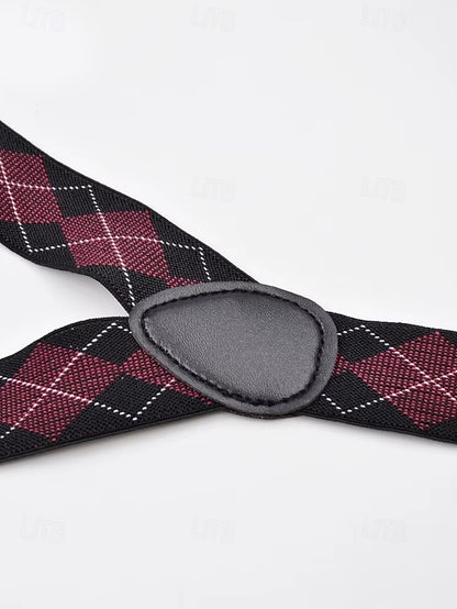 Men's Clip-On Classic Suspenders Pattern Argyle –