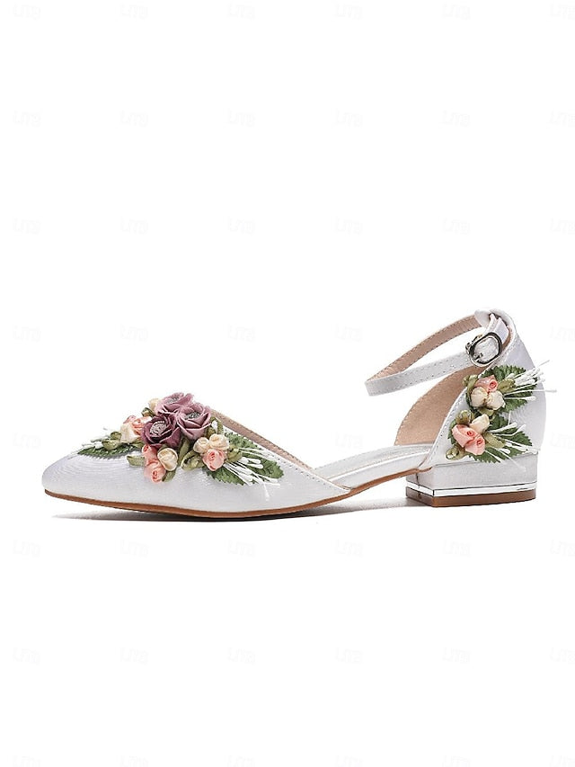 Embroidered with Shoes Matching White Clutch Floral – Flat