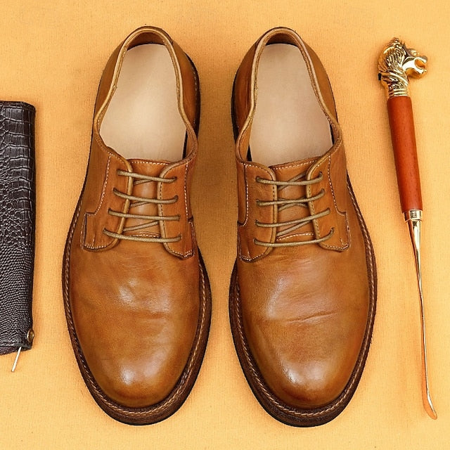 Goodyear Men's Clean with Derby Shoes Welt Leather and Tan