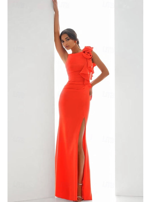 Gown Evening Wedding Formal Guest Column Sheath Elegant Dress /