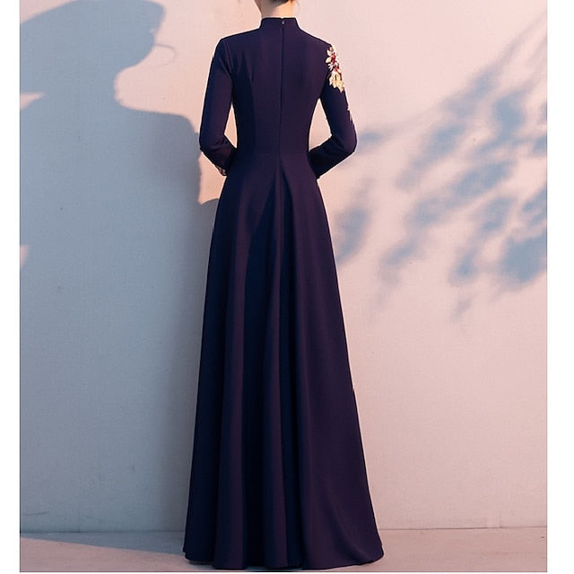 Bride Dress the of Mother A-Line Simple Elegant Floor High Neck