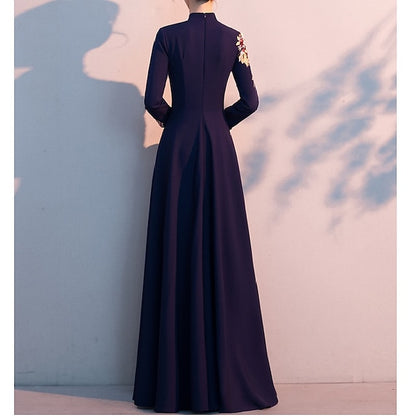 Bride Dress the of Mother A-Line Simple Elegant Floor High Neck