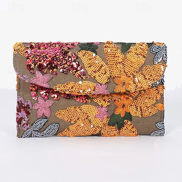 Women's Embroidered Floral Bag Handheld Evening - Clutch
