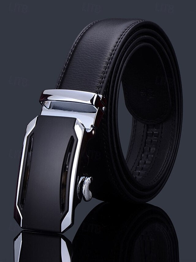 Metal Adjustable Men's Black Elegant with Leather Belt