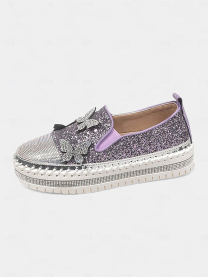 Purple Women's Glitter Slip-On with Sneakers Platform
