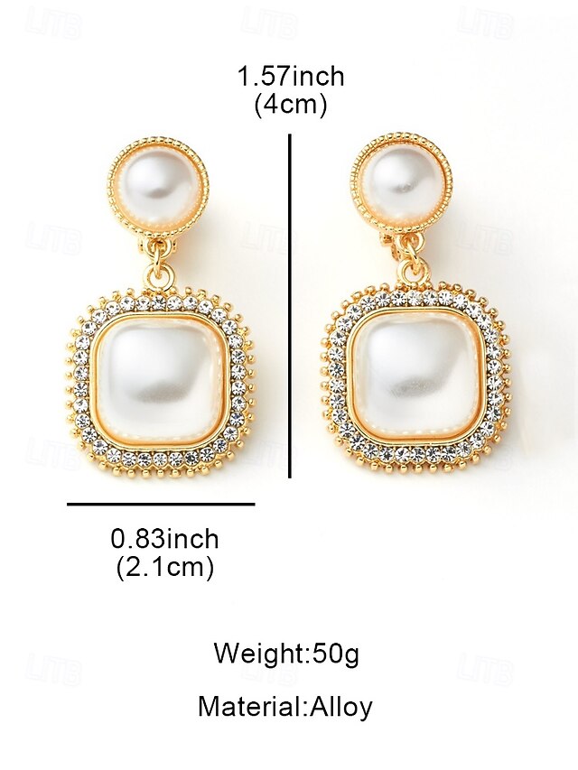 Elegant Detailing with – Gold-Plated Pearl Earrings Rhinestone