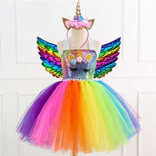Dance Headband Movie Wings Cosplay Dress Girls' Unicorn