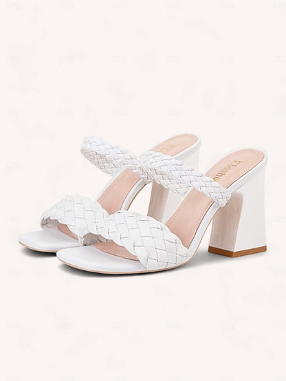 Party Mules Braided Wedding Sandals Vacation Women's Heeled