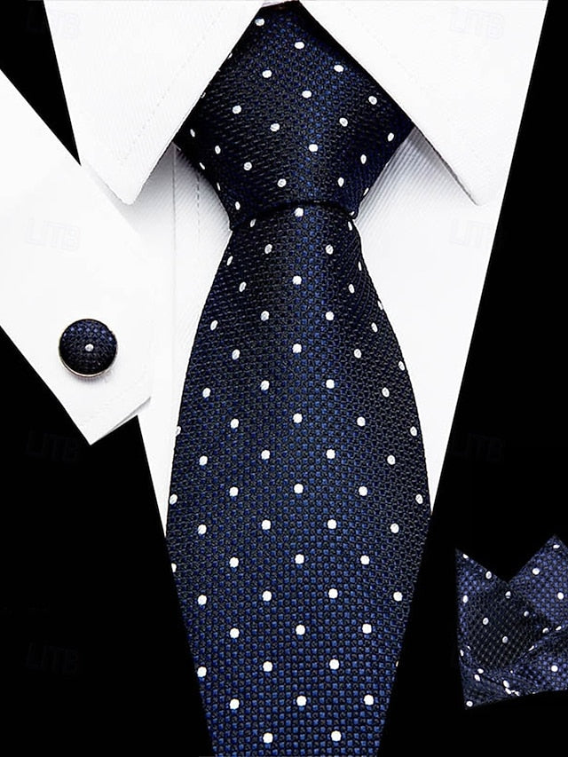 Men's Silk Checkered Square and Set Pocket Purple Tie –