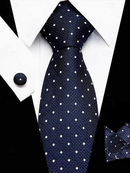 Men's Silk Checkered Square and Set Pocket Purple Tie –