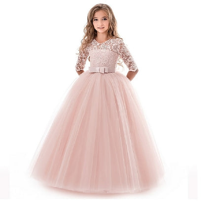 Dress Girls' Wedding Flower Girl Half Sleeve Kids