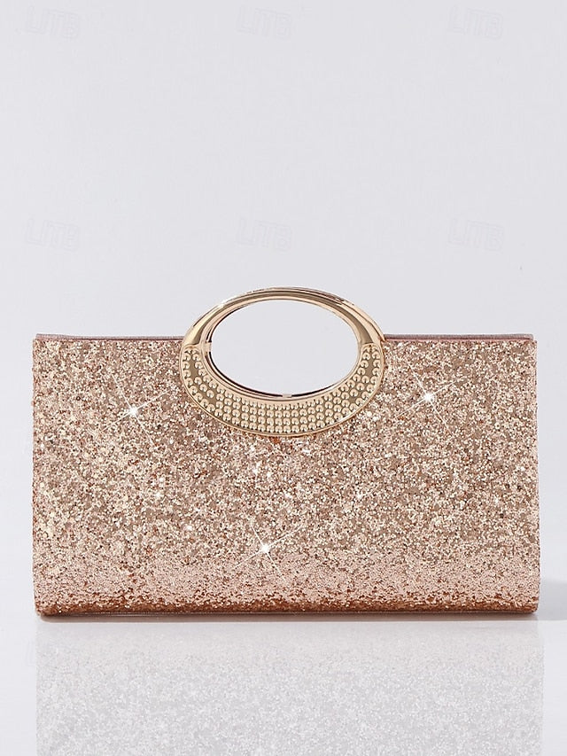 with Bag Gold Evening Clutch Women's Silver Glitter