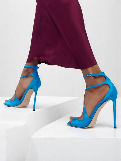 Stiletto Elegant - Heels Women's Satin Lavender Crisscross