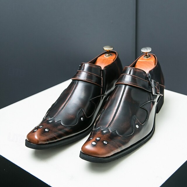 Leather Black – Shoes Formal Strap Men's Monk