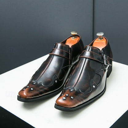 Leather Black – Shoes Formal Strap Men's Monk