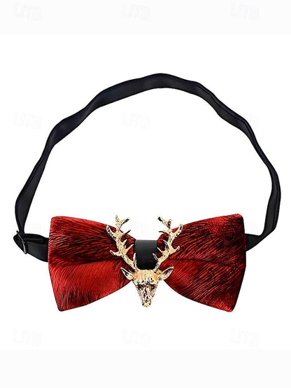 Bow with Velvet Pin Men's Deer Tie Gold Head