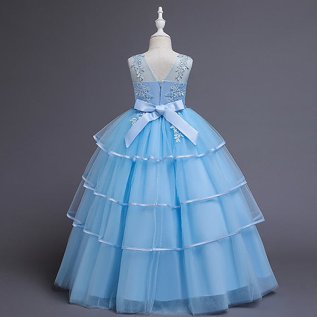 Party Color Sleeveless Dress Kids Solid Girls'