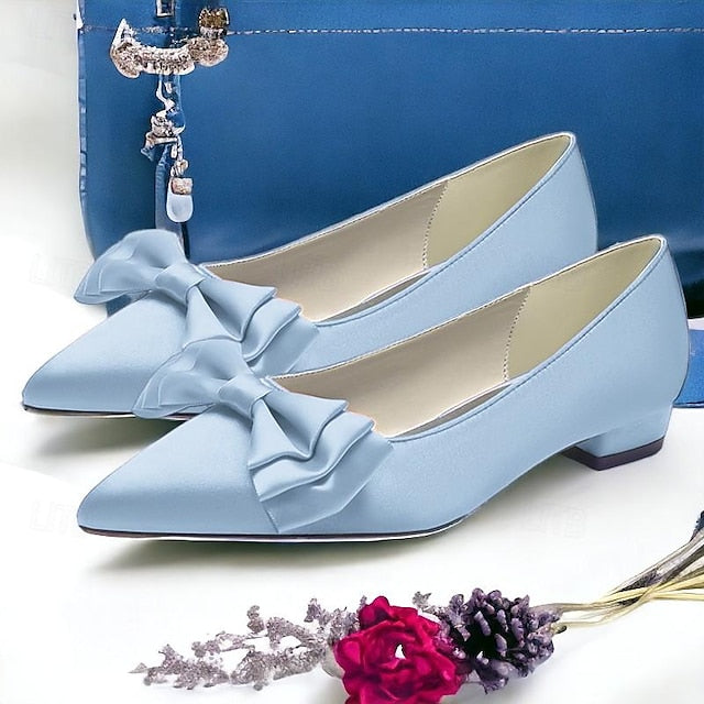 Wedding Flats Party Pointed Heel Low Bowknot Women's Shoes