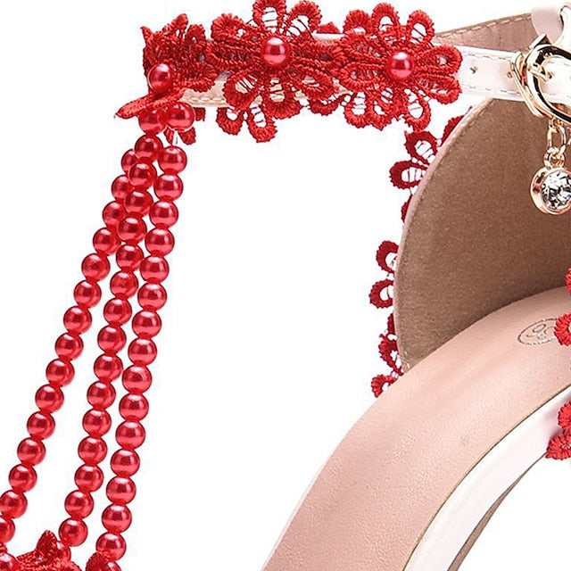 Lace Wedding Shoes Heel High Bridal Pointed Women's