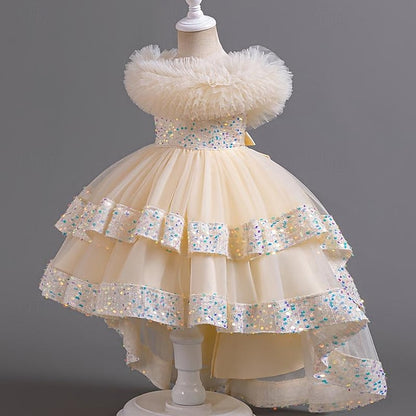 Dress Girl Sequin Girls' Flower Kids Party Sleeveless