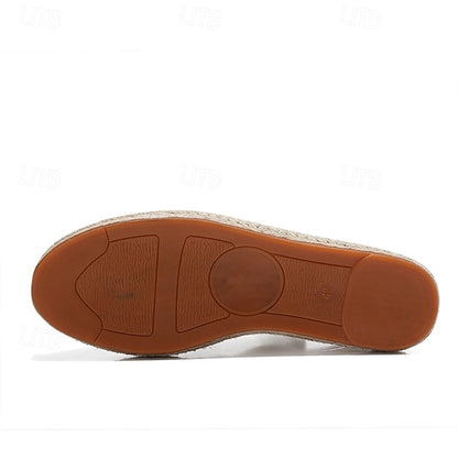 Men's Beige Canvas Lace-Up Espadrille Shoes with Jute Rope