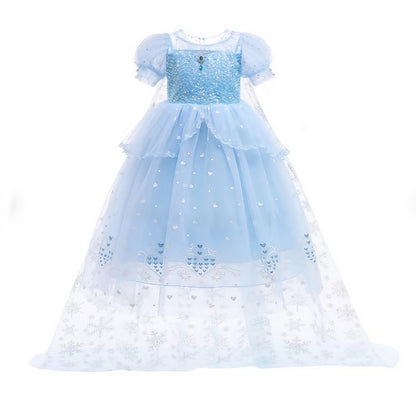 Princess Girl Elsa Frozen Dress Cosplay Cloak Flower
