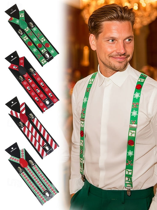 Christmas Men's Suspenders Snowman with
