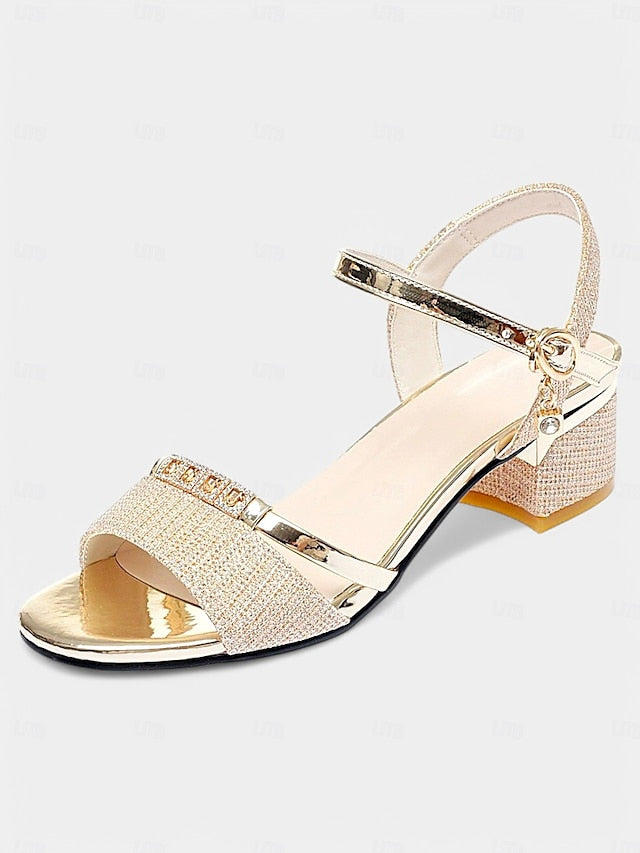 Elegant Heeled Women Shoes Sandals for Rhinestone Dress Silver -