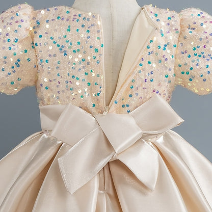 Wedding Short Sleeve Sequin Girls' Dress Toddler Party