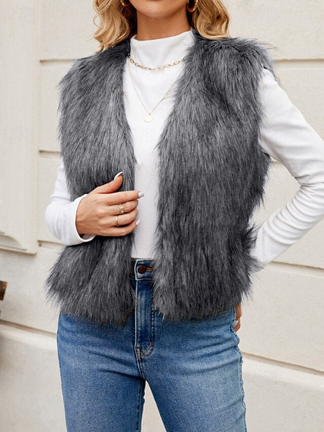 Coat Furs Comfortable Leathers Faux Fur Vest Women's