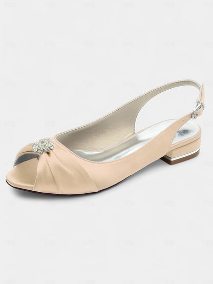 Wedding Crystal Satin with Women's Slingback Heels