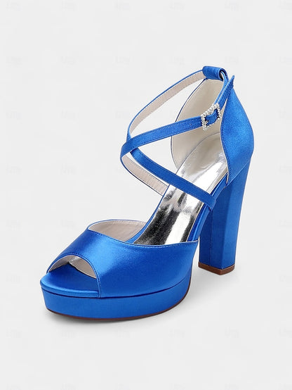 Platform Toe Sandals with Peep Women's and Satin High Heel
