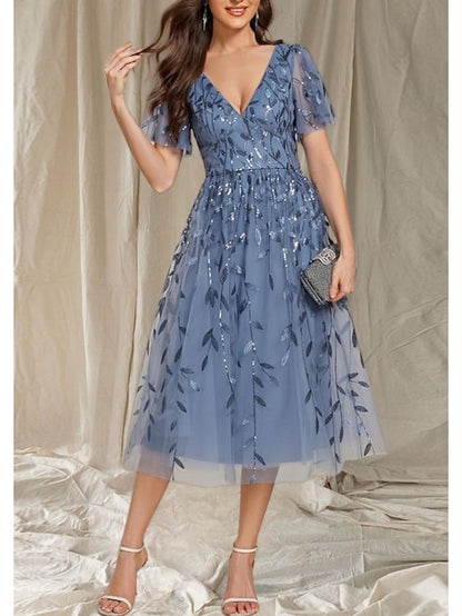 A-Line Wedding V Guest Neck Elegant of Bride Dress Mother the
