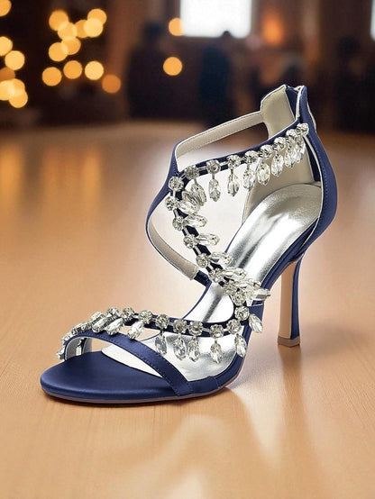 with Women's Strappy Heel White Sandals Rhinestone High