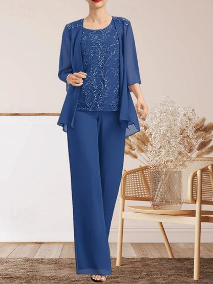 the Guest Pantsuit Bride Mother of Elegant Piece 3 Dress Wedding