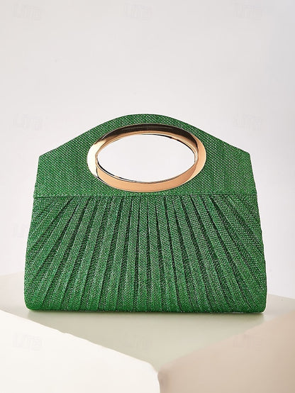 Gold Handle Women's Glitter with Evening Clutch Bag