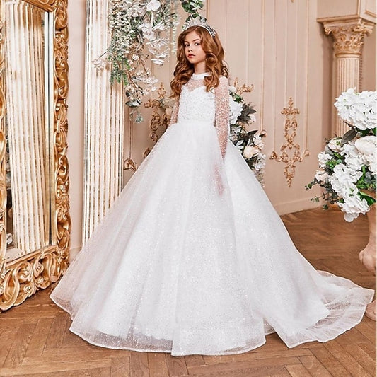 Long Flower Girl Dress Party Color Girls' Solid Kids