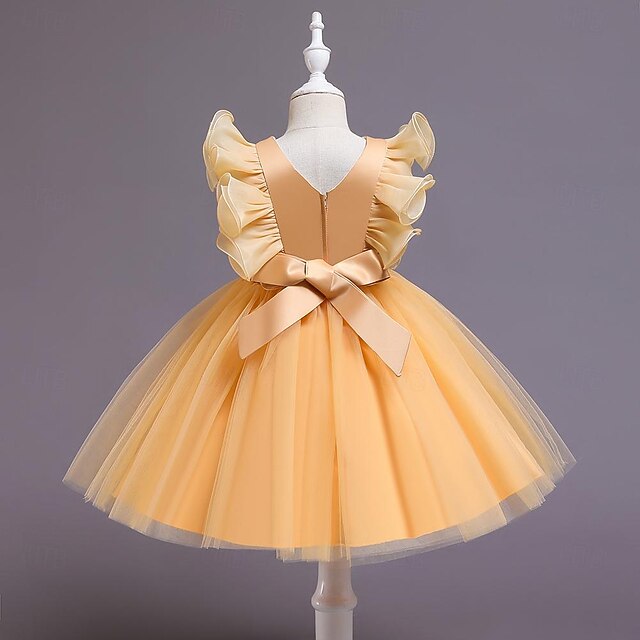 Sequin Solid Flower Girls' Party Dress Color Kids